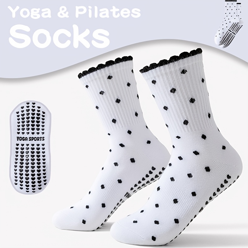 Pilates Yoga Barre - Kadınlar için Beyaz Siyah Noktalı Kaymaz